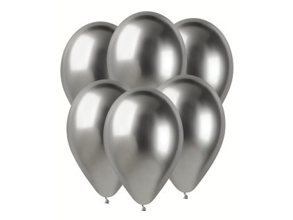 Balónik chrómový - Strieborný 50 ks 33 cm