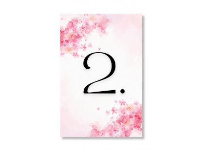 Číslo stola - Ružové kvetiny (Zvolte množství od 1 ks do 10 ks)