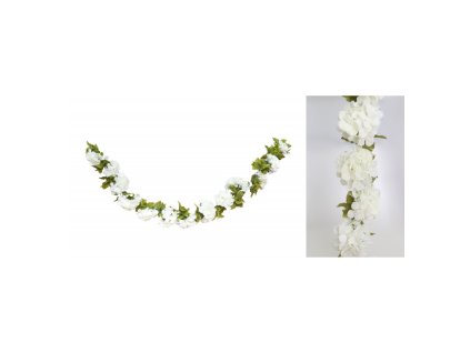 Svadobná girlanda - Hydrangea biela 220 cm