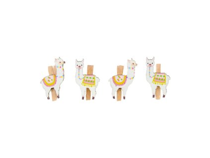 set 4 wooden clips llama 1 8x3cm 2 ass