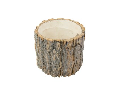 round hollow wooden trunk w bark dia 13x11cm