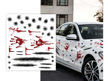Nálepky na auto - Halloween Stopy rúk