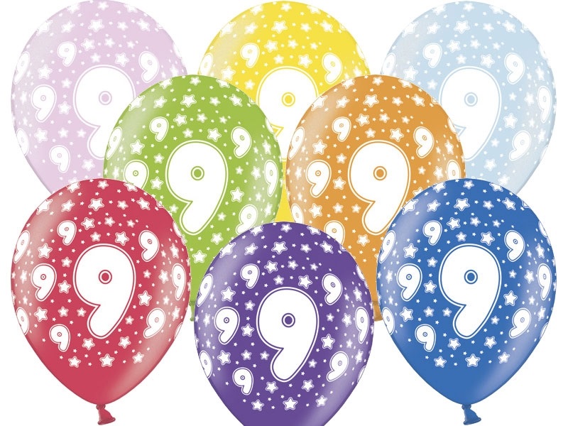 Levně PartyDeco Balónek s číslem 9 narozeninový