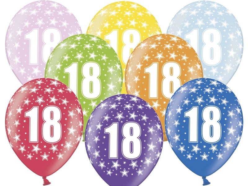 PartyDeco Balónek s číslem 18 narozeninový