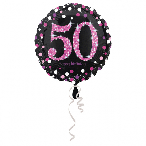 Amscan Fóliový balónek 50 třpytivá růžová