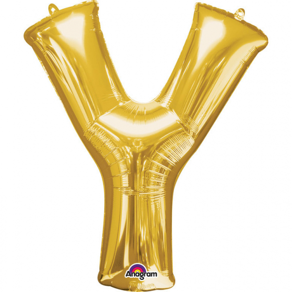 Amscan Mini fóliový balónek písmeno Y 33 cm zlatý