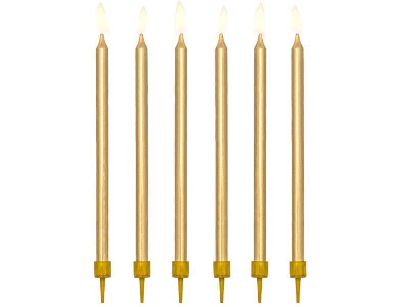 PartyDeco Narodeninové svíčky - zlaté 12 ks