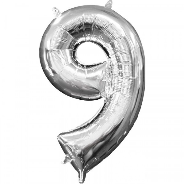 Levně Amscan Mini fóliový balón číslo 9 stříbrný 33 cm