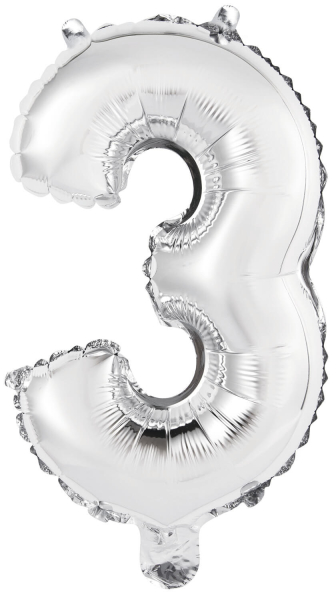 Amscan Mini fóliový balón číslo 3 stříbrný 33 cm