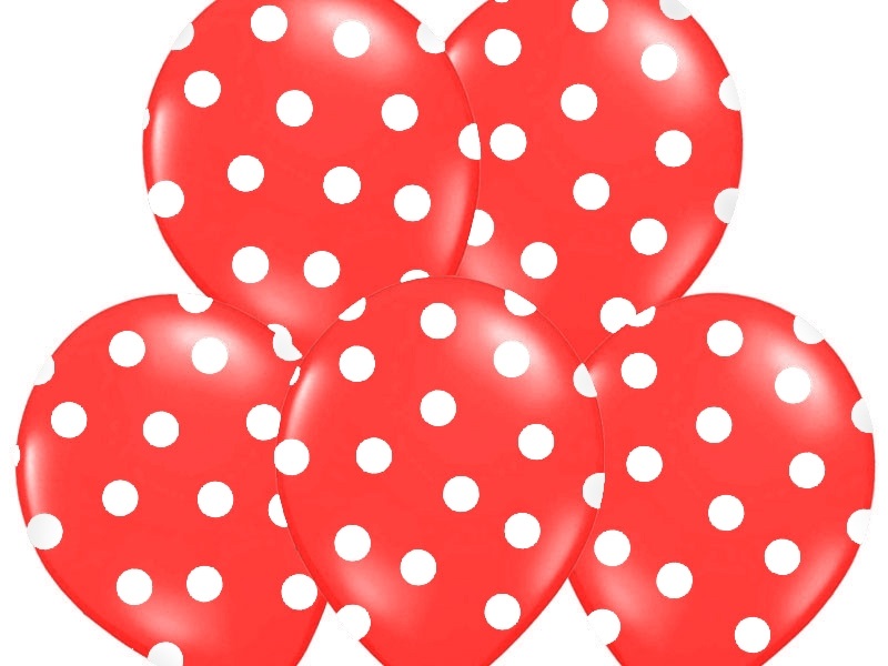 PartyDeco Puntíkovaný balónek červený