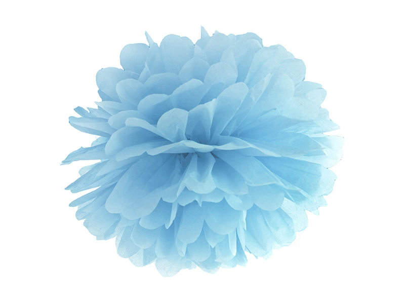 Levně PartyDeco Pompom ve tvaru květu mlhavě modrý 35 cm