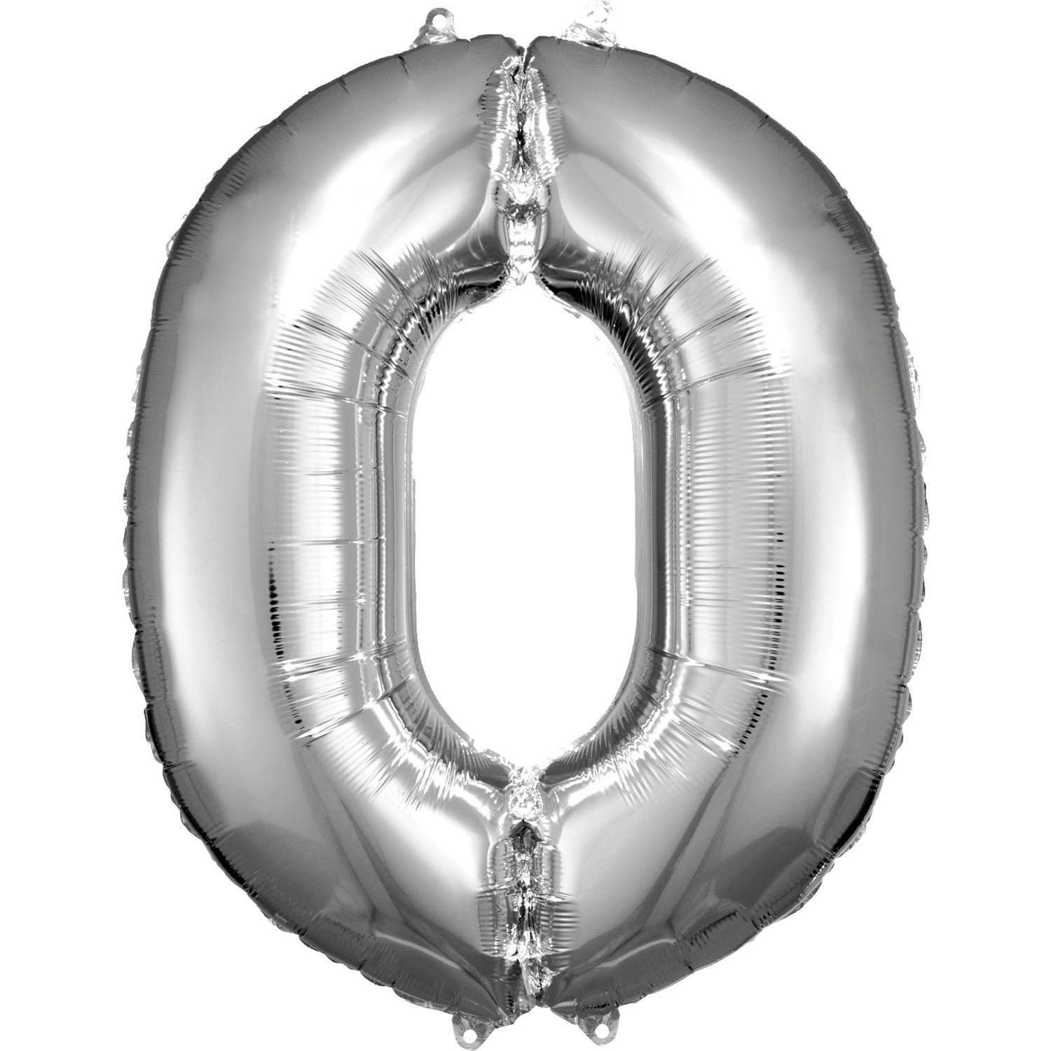Levně Amscan Balónek fóliový narozeninové číslo 0 - stříbrný 86cm