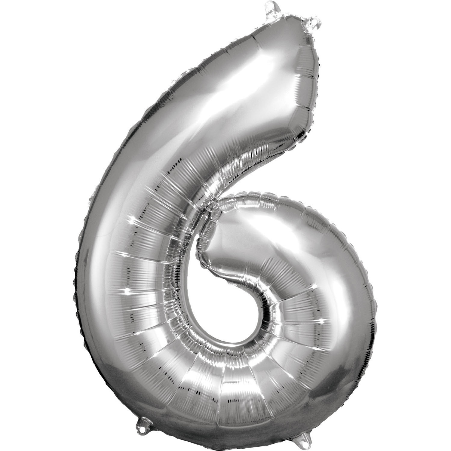 Levně Amscan Balónek fóliový narozeninové číslo 6 - stříbrný 86cm