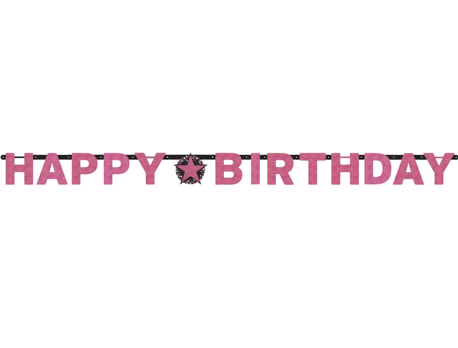 Amscan Banner happy Birthday - růžový třpytivý