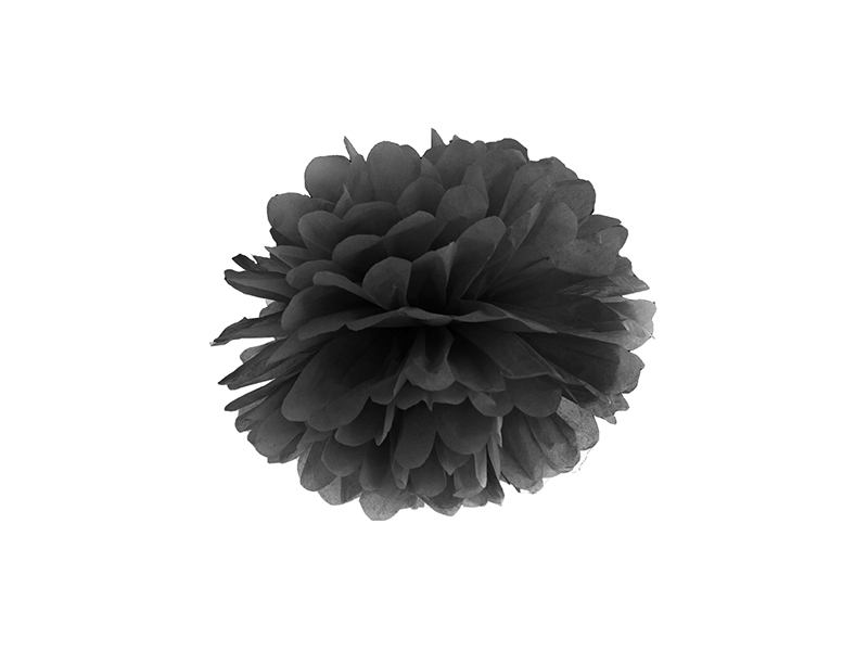 PartyDeco Dekorace - Černý Pompom