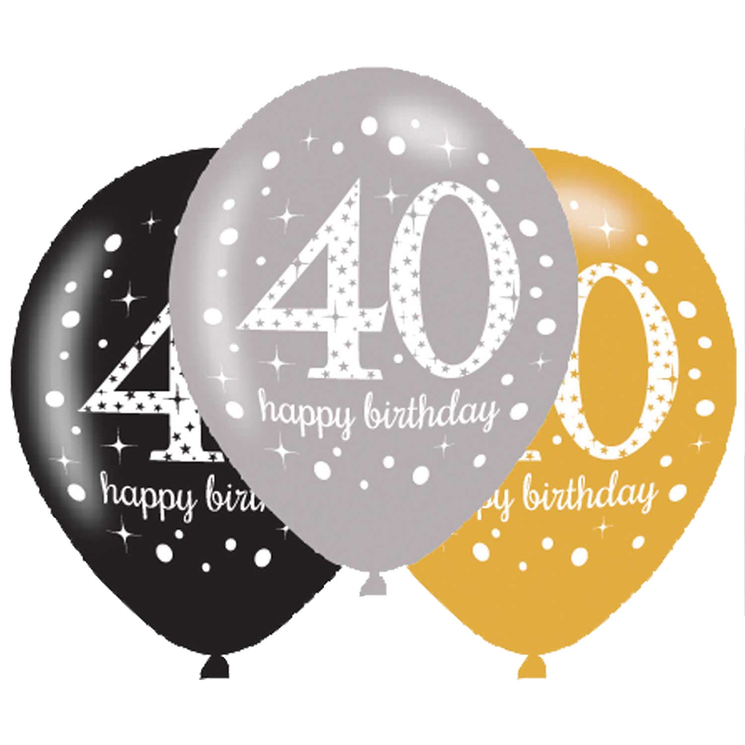 Amscan Latexové balonky 40. narozeniny - 6 ks