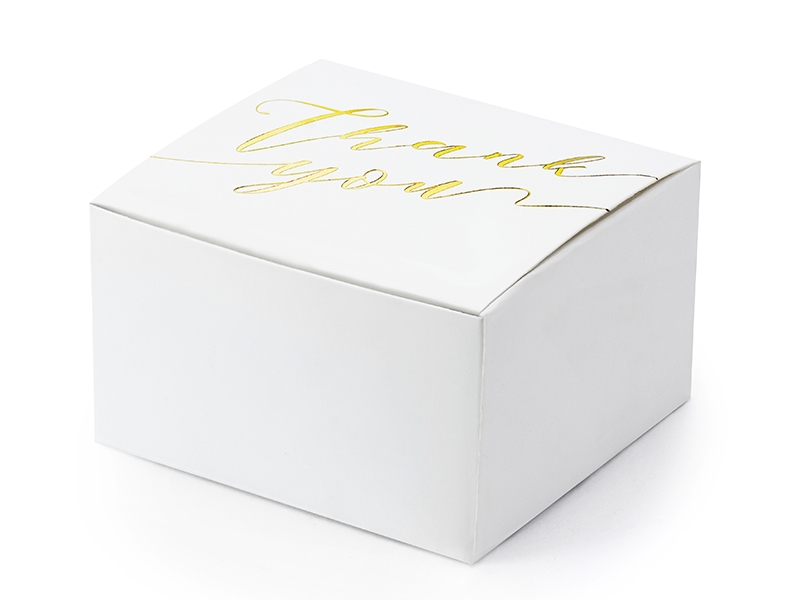 Levně PartyDeco Bílé krabičky na dárek - Děkujeme 10 ks