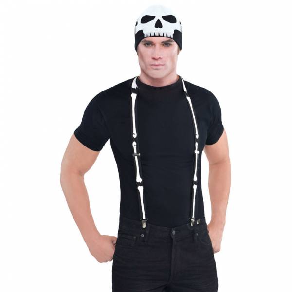 Levně Amscan Černé šle s dekorací kostí
