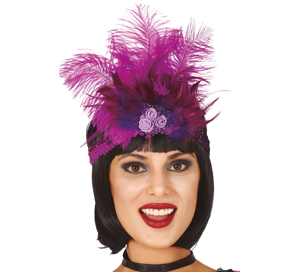 Levně Guirca Designová čelenka s pírkem (fuchsia)