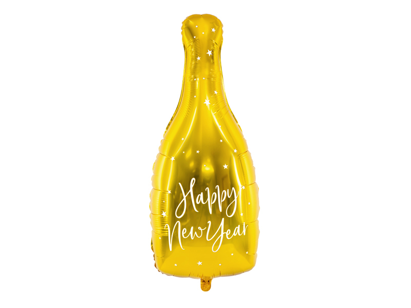 PartyDeco Fóliový balón - Láhev šampaňského (zlatý)