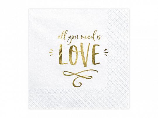 Levně PartyDeco Ubrousky - All you need is love 33 x 33 cm