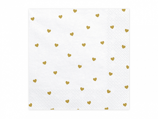 Levně PartyDeco Ubrousky - zlaté srdíčka 33 x 33 cm