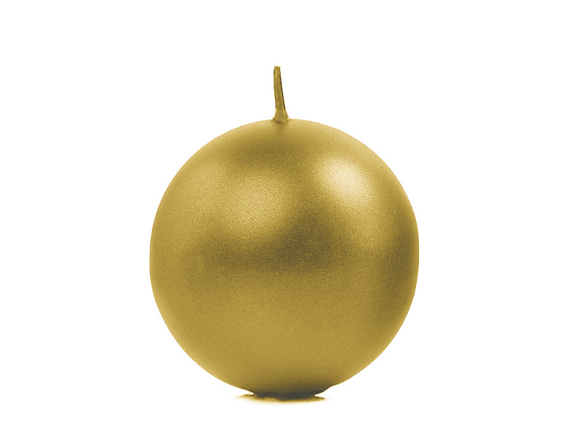 Levně PartyDeco Svíčka - koule metalická zlatá 6 cm