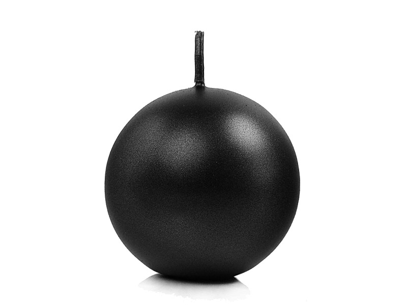 PartyDeco Svíčka - koule metalická černá 6 cm