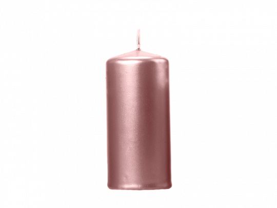 PartyDeco Válcová svíčka metalická - růžovo-zlatá 1ks