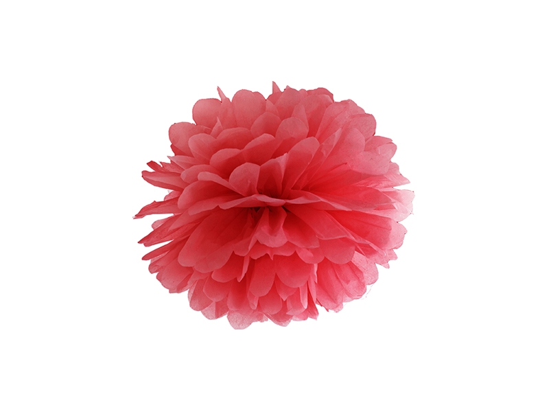 PartyDeco Pompom ve tvaru květu červený 25 cm