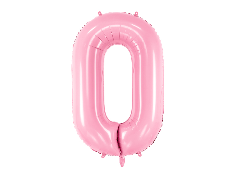 PartyDeco Fóliový balónek narozeninové číslo 0 - růžový 86cm