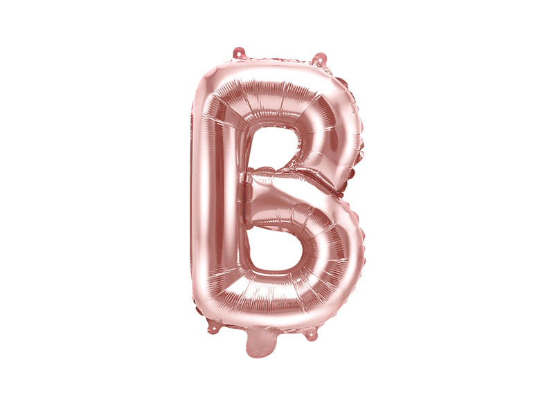 PartyDeco Fóliový balónek Mini - Písmeno B 35cm růžovo-zlatý