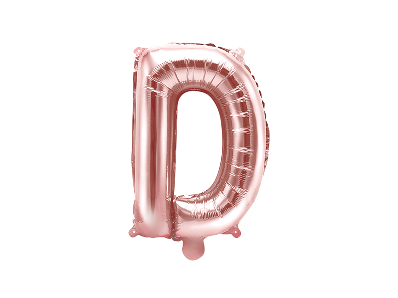 Levně PartyDeco Fóliový balónek Mini - Písmeno D 35cm růžovo-zlatý