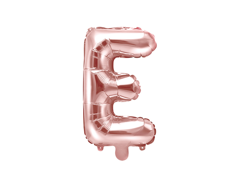 Levně PartyDeco Fóliový balónek Mini - Písmeno E 35cm růžovo-zlatý