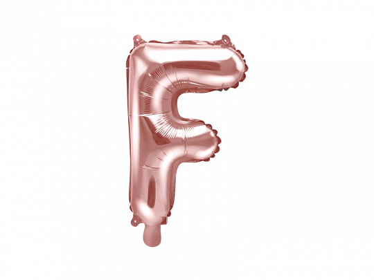 PartyDeco Fóliový balónek Mini - Písmeno F 35cm růžovo-zlatý