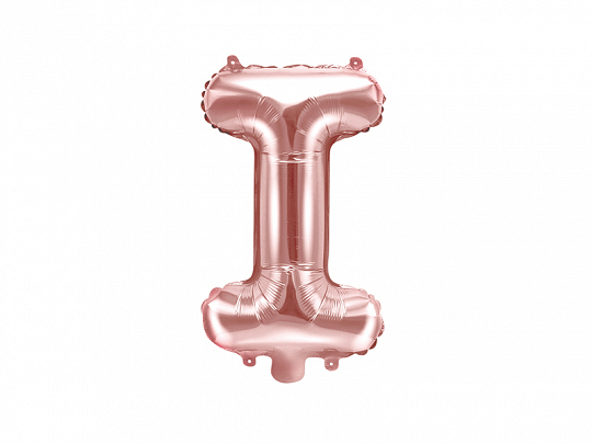 PartyDeco Fóliový balónek Mini - Písmeno I 35cm růžovo-zlatý