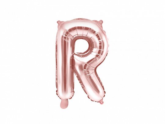 Levně PartyDeco Fóliový balónek Mini - Písmeno R 35cm růžovo-zlatý