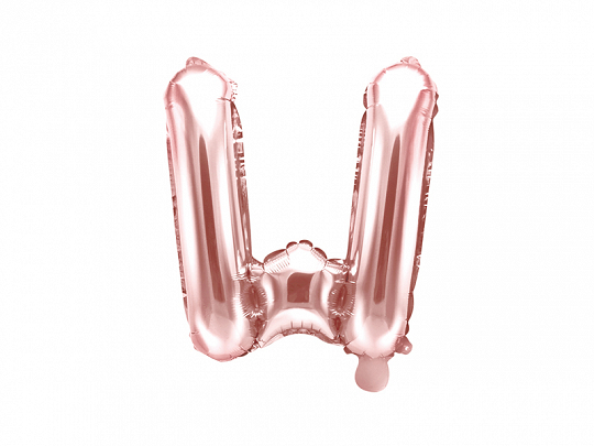 PartyDeco Fóliový balónek Mini - Písmeno W 35cm růžovo-zlatý