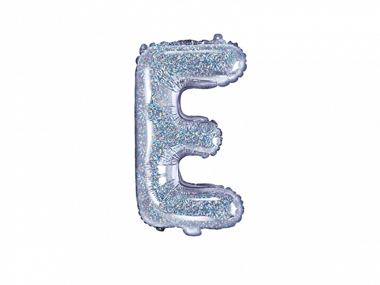 PartyDeco Fóliový balónek Mini - Písmeno E 35cm holografický