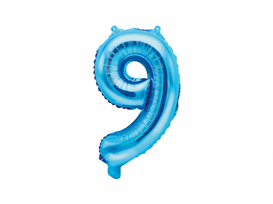 PartyDeco Fóliový balónek Mini - Číslo 9 modrý 35cm