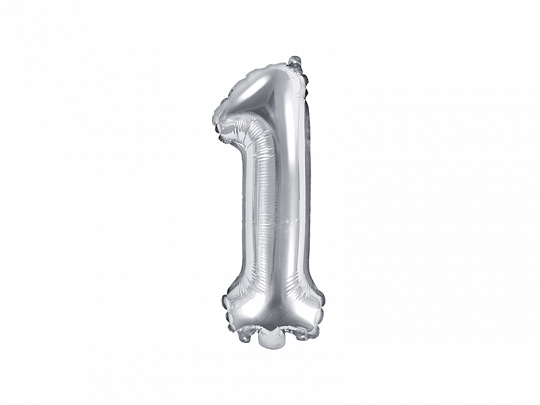 Levně PartyDeco Fóliový balónek Mini - Číslo 1 stříbrný 35cm