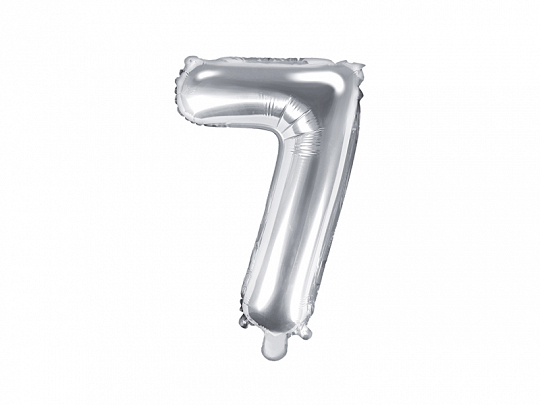 Levně PartyDeco Fóliový balónek Mini - Číslo 7 stříbrný 35cm