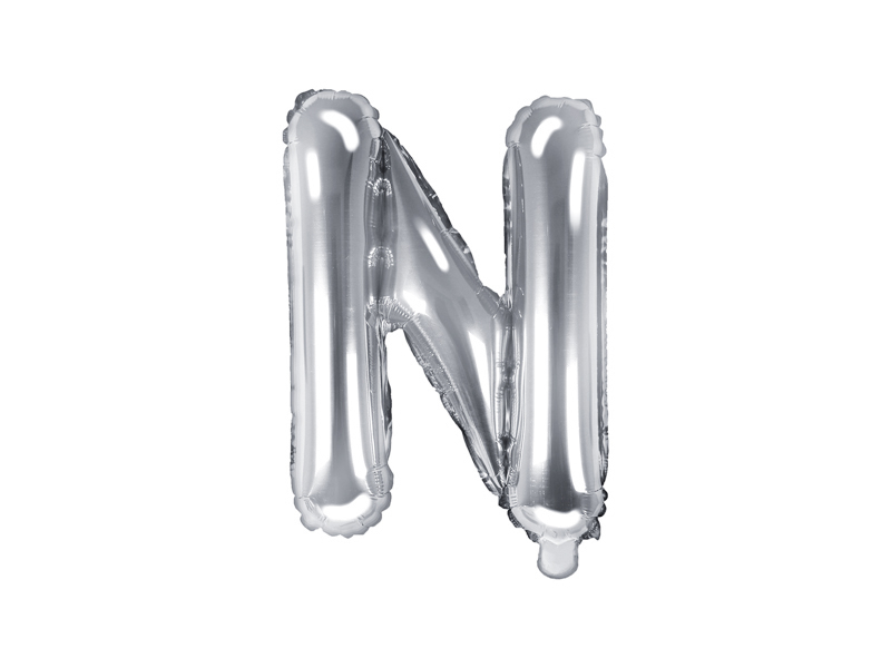 PartyDeco Fóliový balónek Mini - Písmeno N stříbrný 35cm
