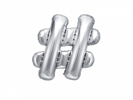 Levně PartyDeco Fóliový balónek Mini - Symbol # stříbrný 35cm