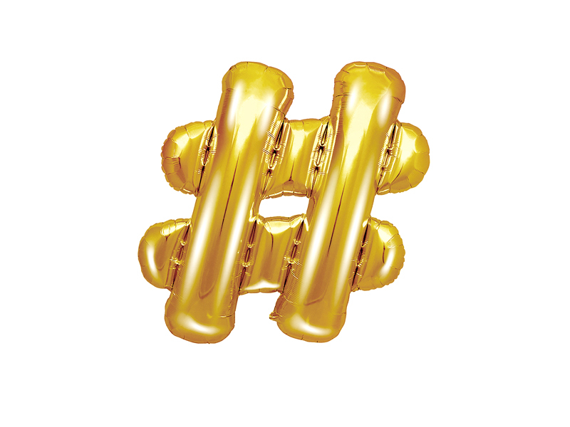 PartyDeco Fóliový balónek Mini - Symbol # zlatý 35cm
