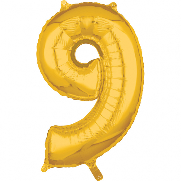 Amscan Fóliový balónek narozeninové číslo 9 zlatý 66cm