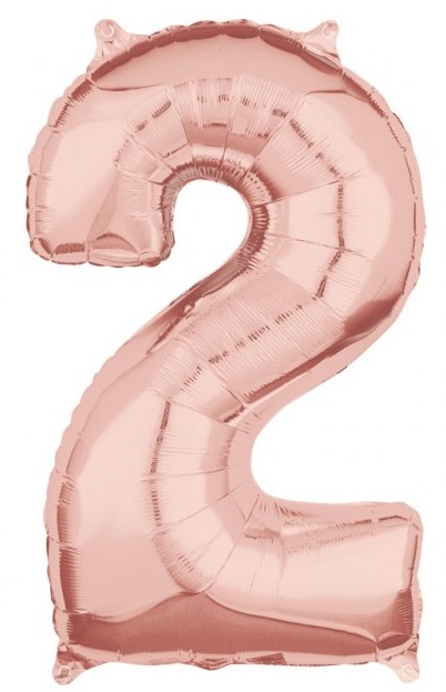 Amscan Fóliový balónek narozeninové číslo 2 růžovo-zlatý 66cm