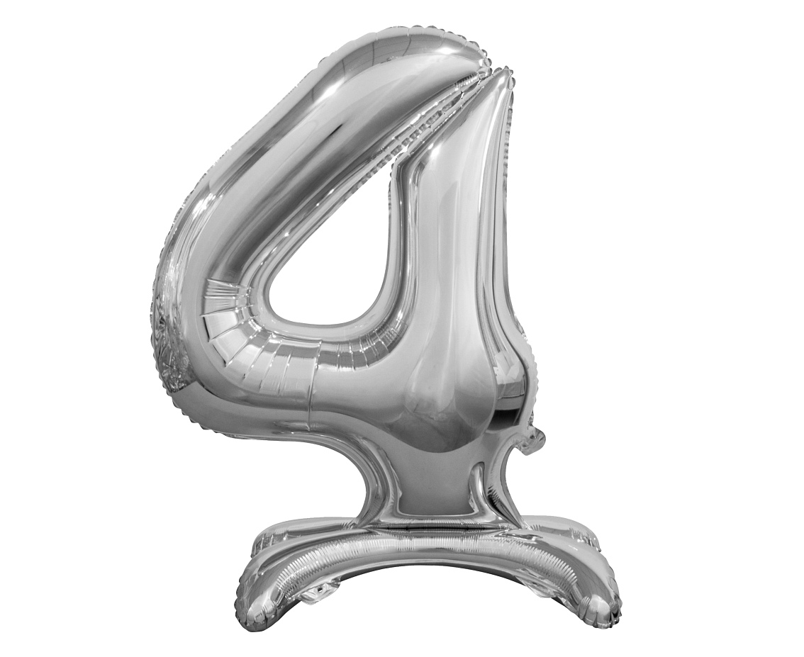 Levně Godan Samostojící fóliový balón 4 stříbrný 74 cm
