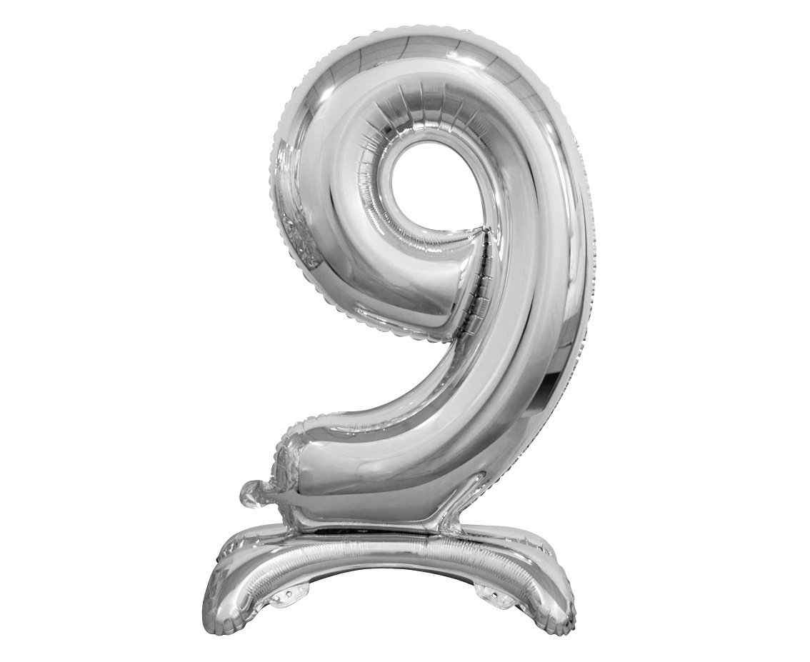 Levně Godan Samostojící fóliový balón 9 stříbrný 74 cm