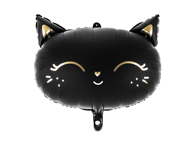 Levně PartyDeco Fóliový balónek černozlatá kočka 48x36cm